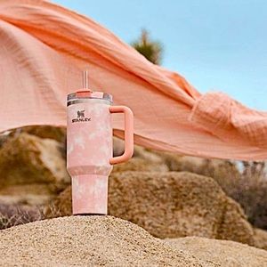 40oz Stanley Quencher H2.0 Flowstate Tumbler in Peach Tie- Dye